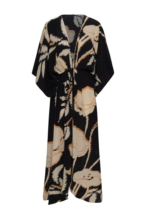 San Cipriano Crepe Chine Tunic / Black - Beige Gladiolos